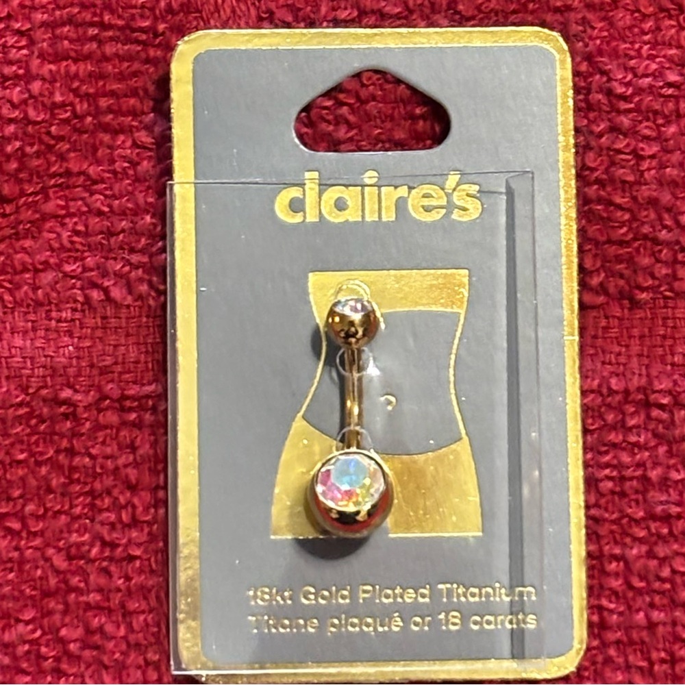 18kt Gold Plated Titanium Belly Naval Ring Piercing 14G 1.6mm Claire’s